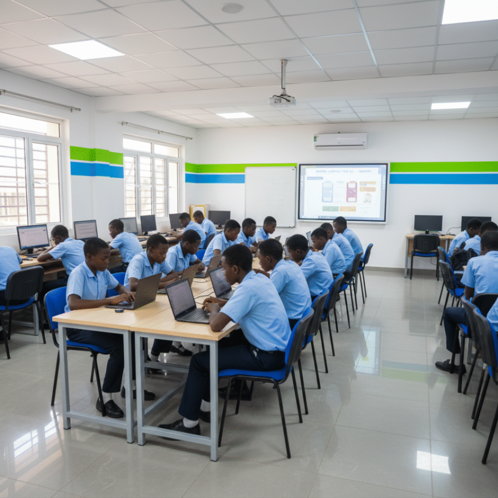 students using tablets or computers